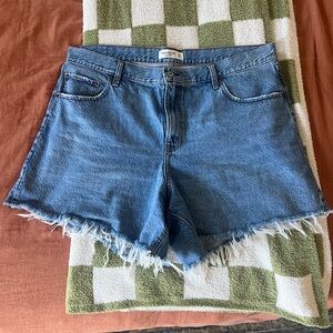 Abercrombie & Fitch Blue Frayed Jean Shorts